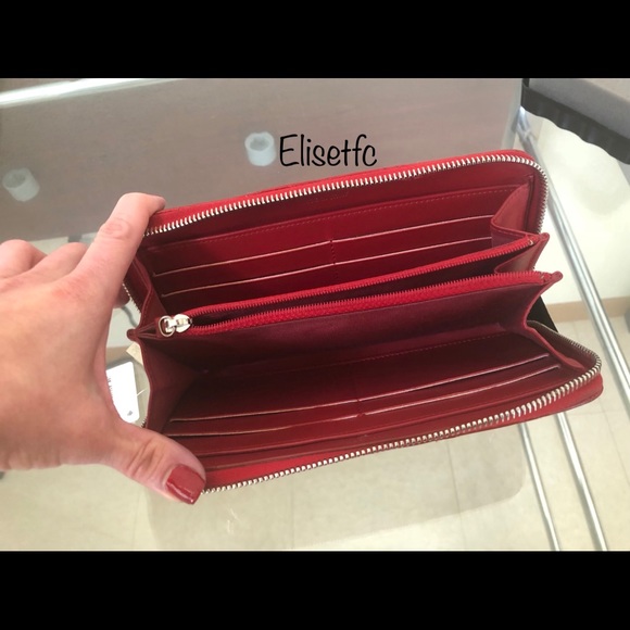 🌟S/EB 1 (OF) MY FAVORITE🌟CHANEL RED PATENT L-GUSSET ZIP WALLET - Picture 6 of 8